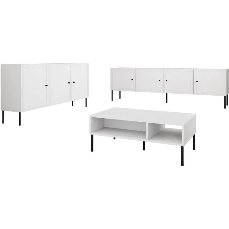 Set mobili soggiorno completo bianco opaco Stark 2