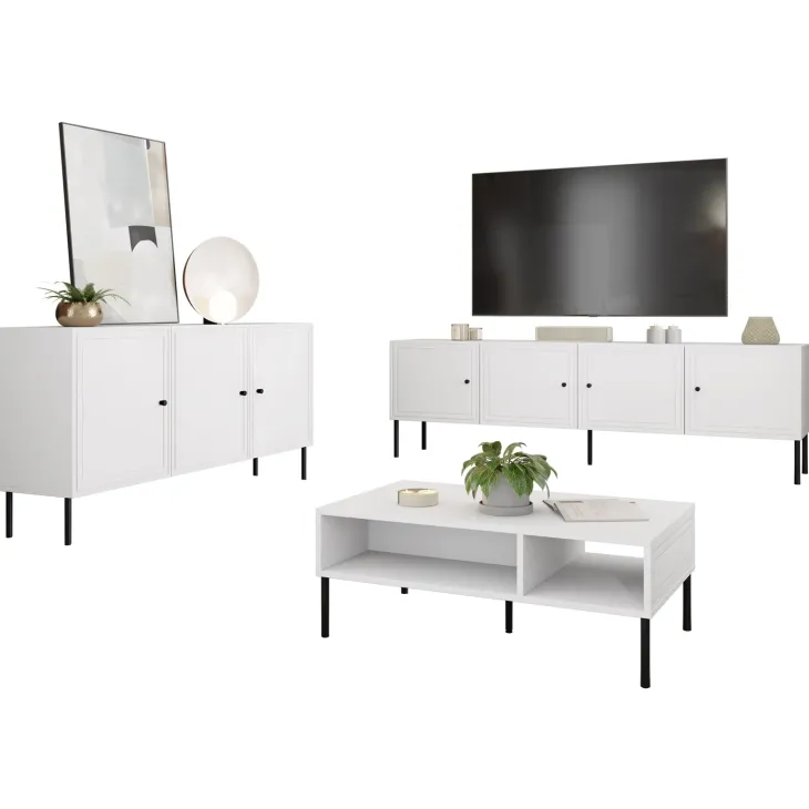 Set mobili soggiorno completo bianco opaco Stark 2