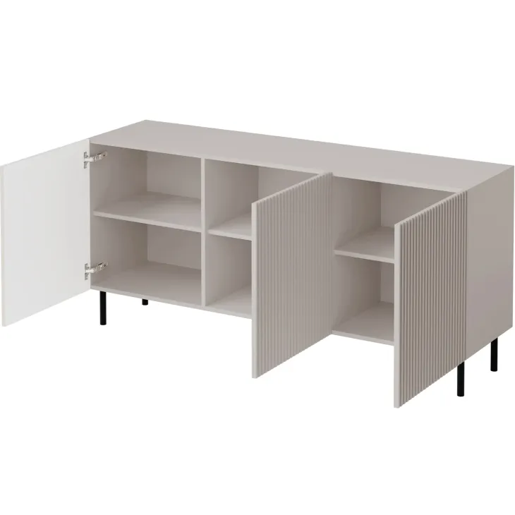 Set mobili soggiorno completo con frontali cannettati beige Ziggy 1