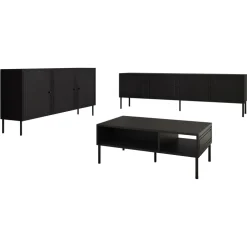 Set mobili soggiorno completo nero opaco Stark 2