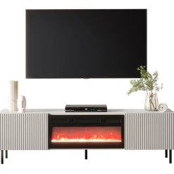 Set mobili soggiorno completo con frontali cannettati beige Ziggy 3