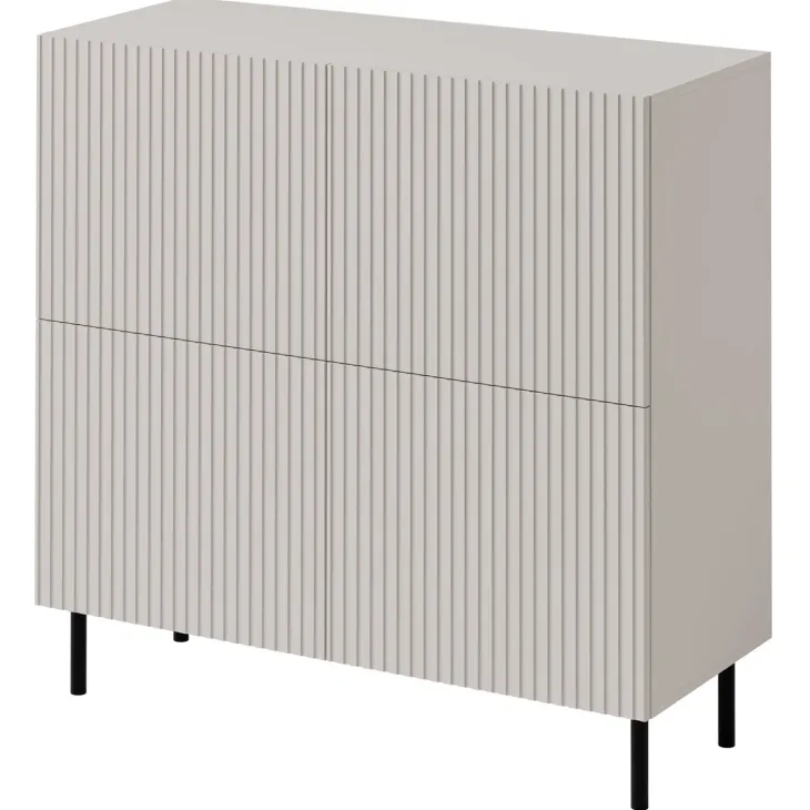 Set mobili soggiorno completo con frontali cannettati beige Ziggy 4