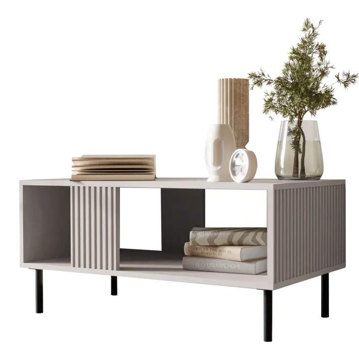 Set mobili soggiorno completo con frontali cannettati beige Ziggy 5