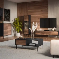 Set mobili soggiorno completo moderno noce nero Wild