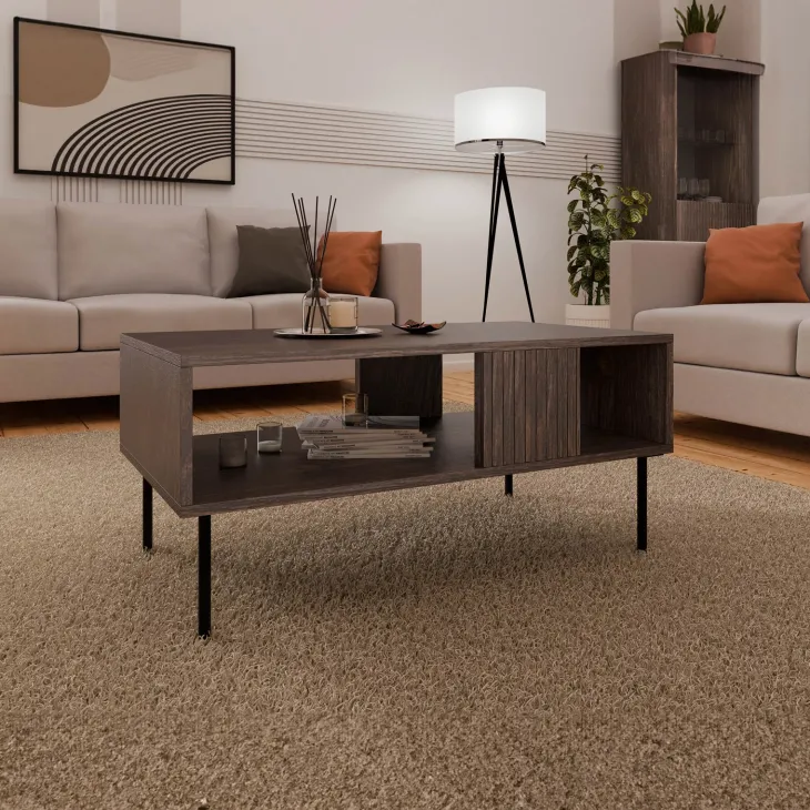 Set mobili soggiorno completo noce cannettato Gabiot