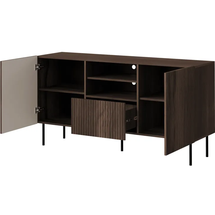 Set mobili soggiorno completo noce cannettato Gabiot