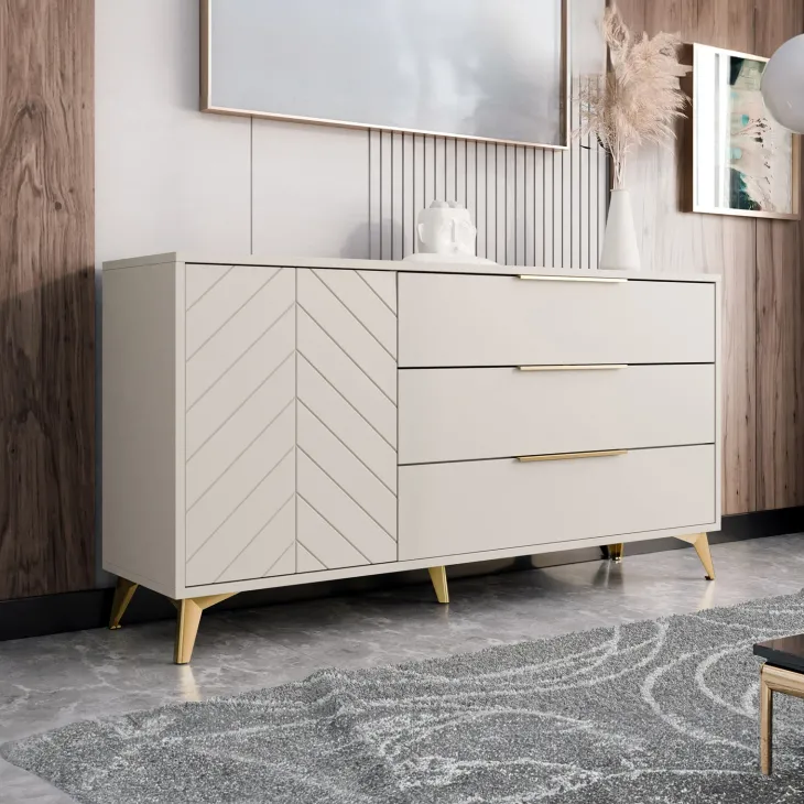 Set mobili soggiorno completo beige frontali serigrafati Miriam 1