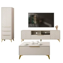 Set mobili soggiorno completo beige frontali serigrafati Miriam 1