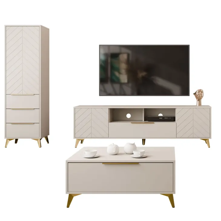 Set mobili soggiorno completo beige frontali serigrafati Miriam 1