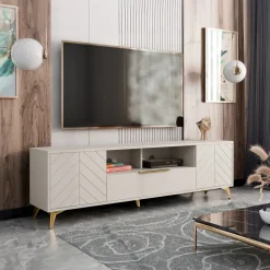 Set mobili soggiorno completo beige frontali serigrafati Miriam 1