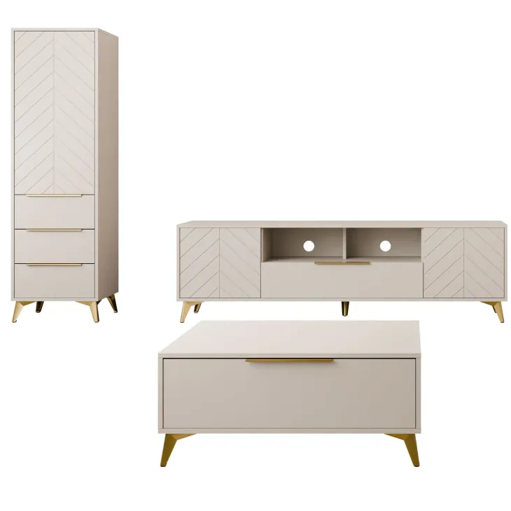 Set mobili soggiorno completo beige frontali serigrafati Miriam 1