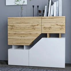 Set mobili soggiorno completo rovere bianco Modesta