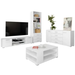 Set mobili soggiorno completo design moderno bianco Pastello