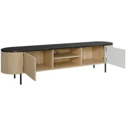 Set mobili soggiorno completo rovere effetto marmo nero Roundi