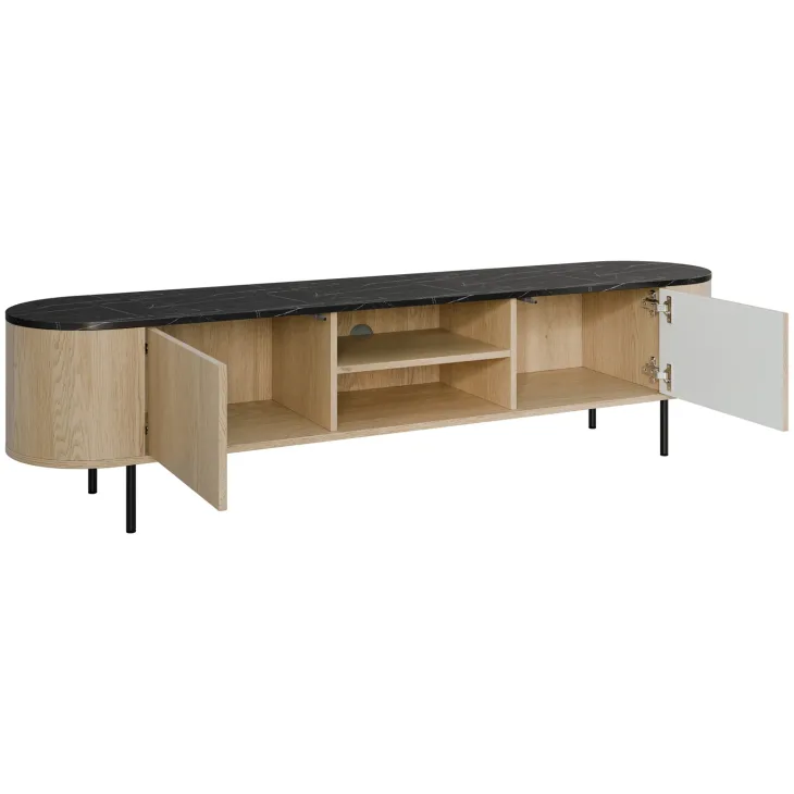 Set mobili soggiorno completo rovere effetto marmo nero Roundi
