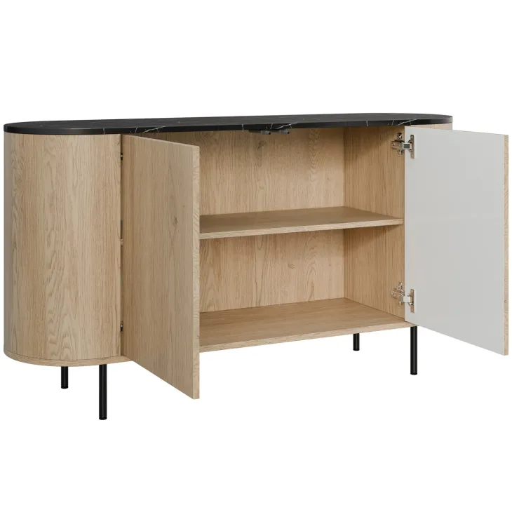 Set mobili soggiorno completo rovere effetto marmo nero Roundi