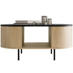 Set mobili soggiorno completo rovere effetto marmo nero Roundi