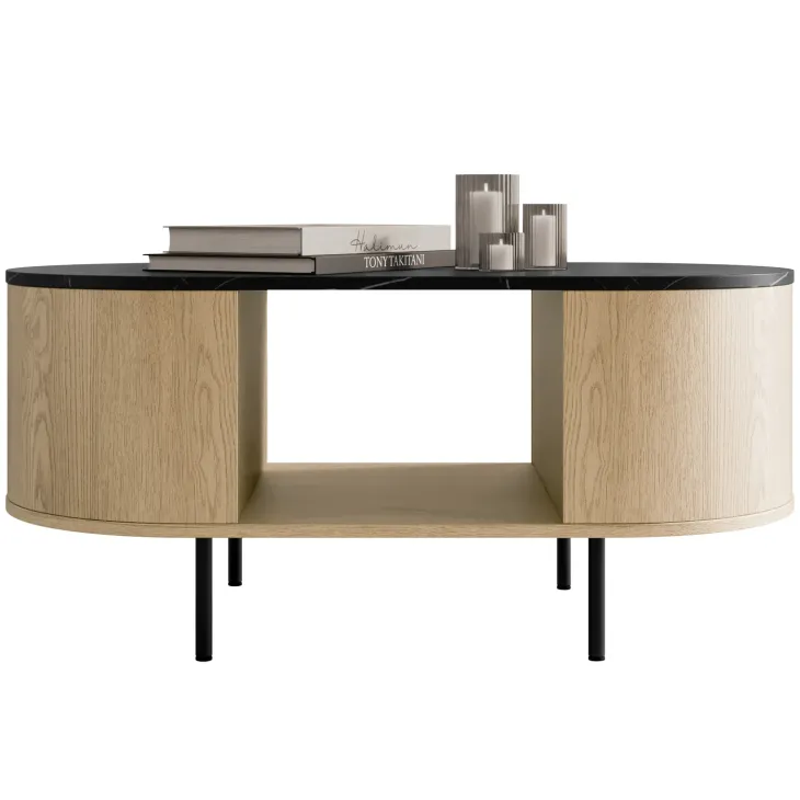 Set mobili soggiorno completo rovere effetto marmo nero Roundi