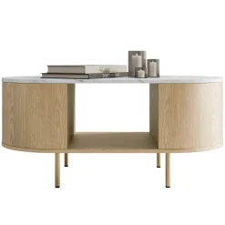 Set mobili soggiorno completo rovere effetto marmo bianco Roundi