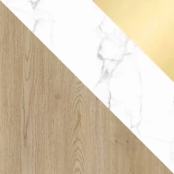 Set mobili soggiorno completo rovere effetto marmo bianco Roundi