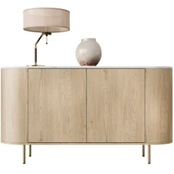 Set mobili soggiorno completo rovere effetto marmo bianco Roundi
