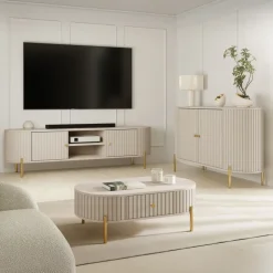 Set mobili soggiorno completo cannettato beige cashmere Zurik 2