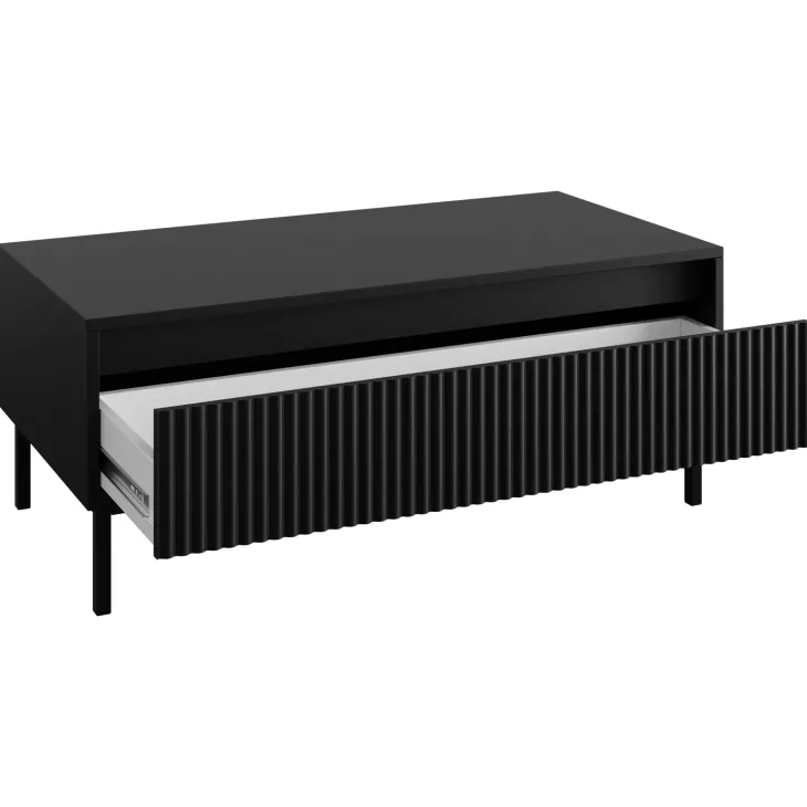 Set mobili soggiorno completo design cannettato nero Strike