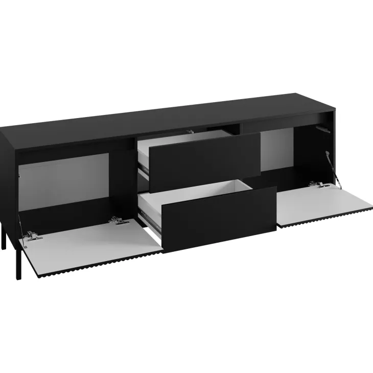 Set mobili soggiorno completo design cannettato nero Strike