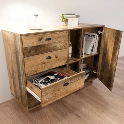 Set mobili soggiorno completo industrial legno vecchio antico West Gihome®