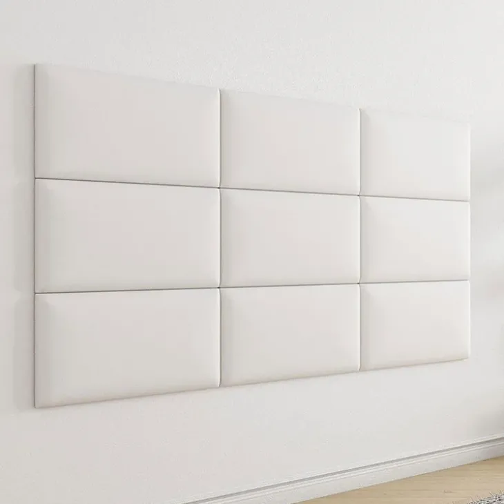 Set 3 pannelli 50x30cm decorativi da parete in ecopelle bianco Lion