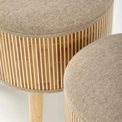 Set 2 pouf con contenitore in tessuto beige rovere Gandalf