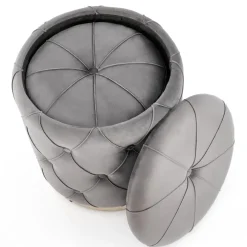 Set 2 pouf con contenitore in velluto grigio Emil