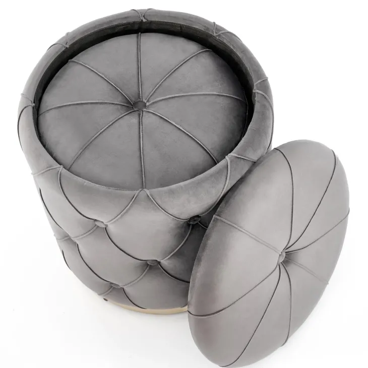 Set 2 pouf con contenitore in velluto grigio Emil