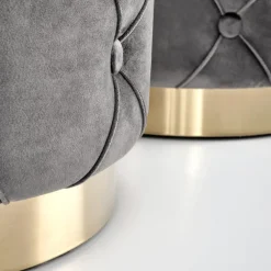 Set 2 pouf con contenitore in velluto grigio Emil