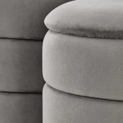 Set 2 pouf contenitori in velluto grigio Xavier