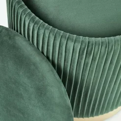 Set 2 pouf design da salotto contenitore in velluto verde Cubal