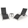 Set 2 sdraio da giardino con tavolino relax nero grigio Marea