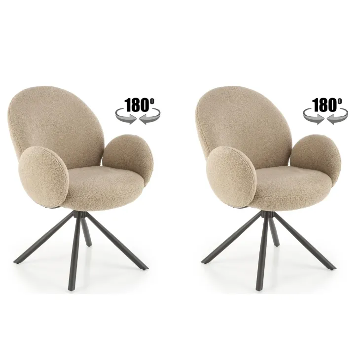 Set 2 sedie con funzione girevole in tessuto bouclé beige Matilda