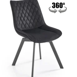 Set 2 sedie con funzione girevole imbottite in tessuto nero Valentina