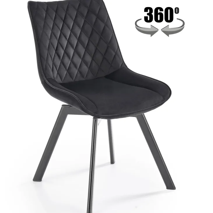 Set 2 sedie con funzione girevole imbottite in tessuto nero Valentina