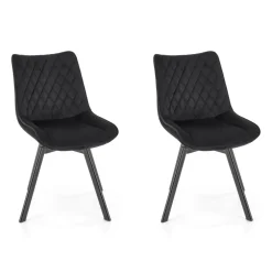 Set 2 sedie con funzione girevole imbottite in tessuto nero Valentina