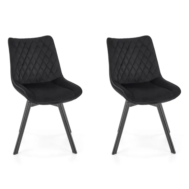 Set 2 sedie con funzione girevole imbottite in tessuto nero Valentina