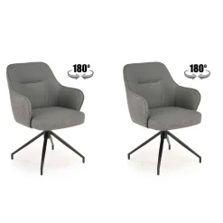 Set 2 sedie con funzione girevole in tessuto ed ecopelle grigio Isadora