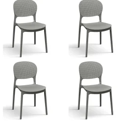 Set 4 sedie da esterno impilabili in polipropilene grigio Elbow