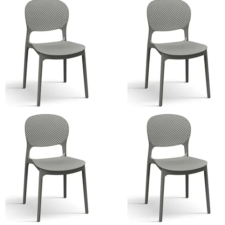 Set 4 sedie da esterno impilabili in polipropilene grigio Elbow