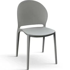 Set 4 sedie da giardino esterno bar dehors impilabili in polipropilene grigio Pelican