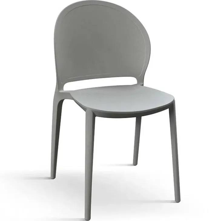Set 4 sedie da giardino esterno bar dehors impilabili in polipropilene grigio Pelican