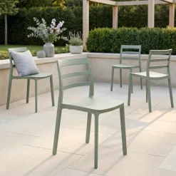 Set 4 sedie da giardino esterno bar dehors impilabili polipropilene verde Nature