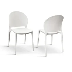 Set 4 sedie da giardino esterno bar dehors impilabili in polipropilene bianco Pelican