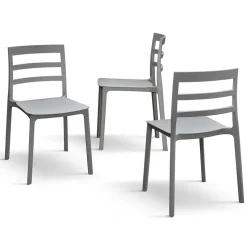 Set 4 sedie da giardino esterno bar dehors impilabili polipropilene grigio Nature